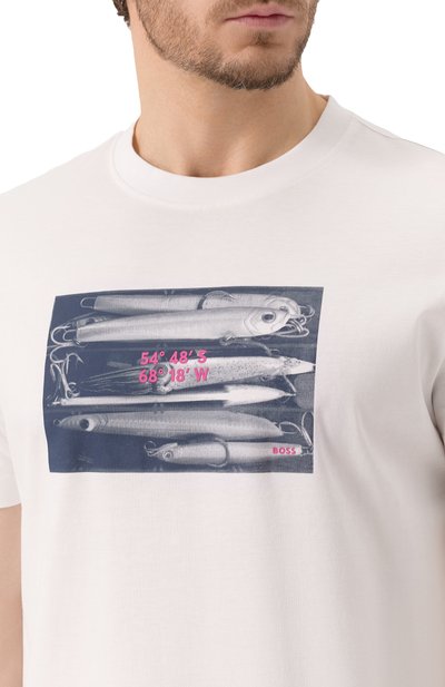 Хлопковая футболка BOSS ORANGE белого цвета по цене 7490 руб., арт. 50539194, фото 5 Хлопковая футболка BOSS ORANGE, арт. 50539194, фото 5