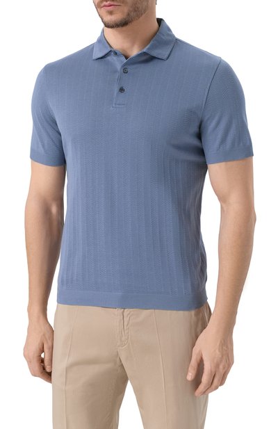 Хлопковое поло CORNELIANI голубого цвета по цене 31150 руб., арт. 25G521-2525007, фото 3 Хлопковое поло CORNELIANI, арт. 25G521-2525007, фото 3