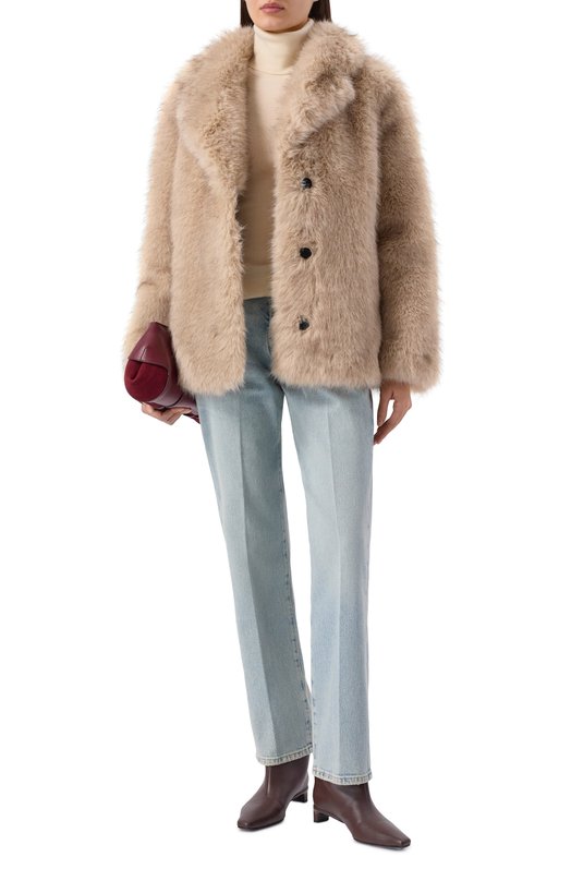 Шуба из экомеха The Kooples FF0U31004K Бежевый  FF0U31004K Фото 2