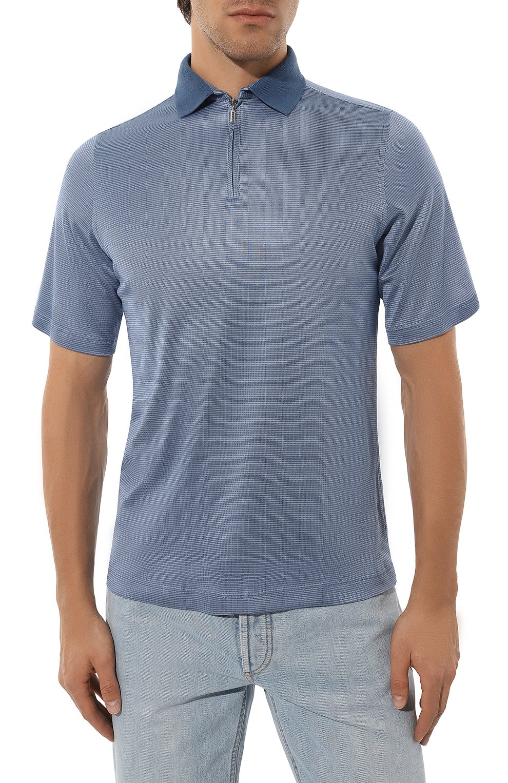 Шелковое поло ZILLI голубого цвета по цене 87550 руб., арт. KZP002M0600VZLU00M, фото 3 Шелковое поло ZILLI, арт. KZP002M0600VZLU00M, фото 3