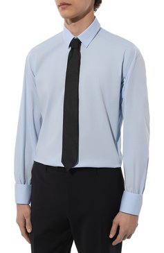 Мужская хлопковая сорочка DOLCE & GABBANA голубого цвета, арт. G5EJ0T/FUEEE | Фото 3 (Мужское Кросс-КТ: Сорочка-одежда; Случай: Формальный; Принт: Однотонные; Манжеты: На пуговицах; Воротник: Кент; Длина (для топов): Стандартные; Рукава: Длинные; Стили: Классический; Драгоценные камни: Проставлено; Материал внешний: Хлопок; Материал сплава: Проставлено)
