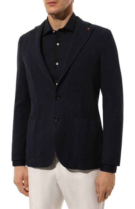 Пиджак из шерсти и хлопка Sartoria Latorre JD74/JG031 Синий  JD74/JG031 Фото 4