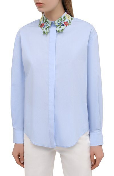 Хлопковая рубашка VIVETTA голубого цвета по цене 44350 руб., арт. 21E V2M0/G141/0650, фото 3 Хлопковая рубашка VIVETTA, арт. 21E V2M0/G141/0650, фото 3