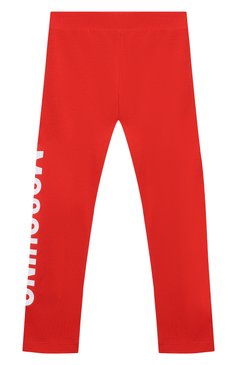 Детские хлопковые леггинсы MOSCHINO красного цвета, арт. HLP03U/LBA00/10A-14A | Фото 2 (Материал внешний: Хлопок; Региональные ограничения белый список (Axapta Mercury): RU; Случай: Повседневный; Девочки Кросс-КТ: Леггинсы-одежда; Материал спла�ва: Проставлено; Нос: Не проставлено; Ростовка одежда: 10 - 11 лет | 140 - 146см, 12 лет | 152 см, 13 - 15 лет | 158 см)