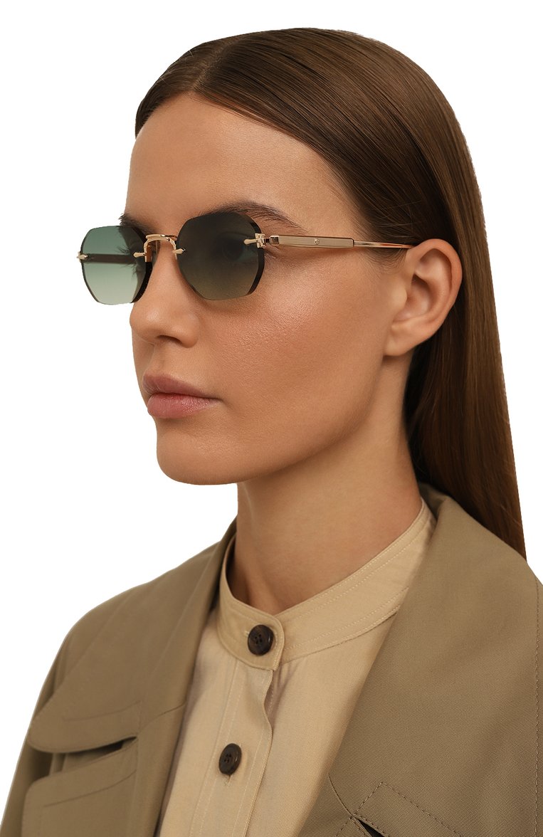 Женские солнцезащитные очки SATO EYEWEAR зеленого цвета, арт. TEREBELLUM II/S702 | Фото 2 (Региональные ограничения белый список (Axapta Mercury): Не проставлено; Нос: Не проставлено; Тип очков: С/з; Материал: Металл; Кросс-КТ: С/з-унисекс; Очки форма: Безоправные, Круглые; Оптика Гендер: оптика-женское)