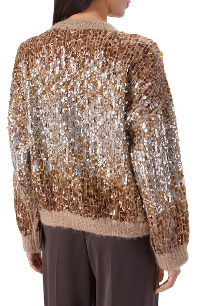 Шерстяной свитер с отделкой пайетками BRUNELLO CUCINELLI, арт. M1U375900P, фото 4