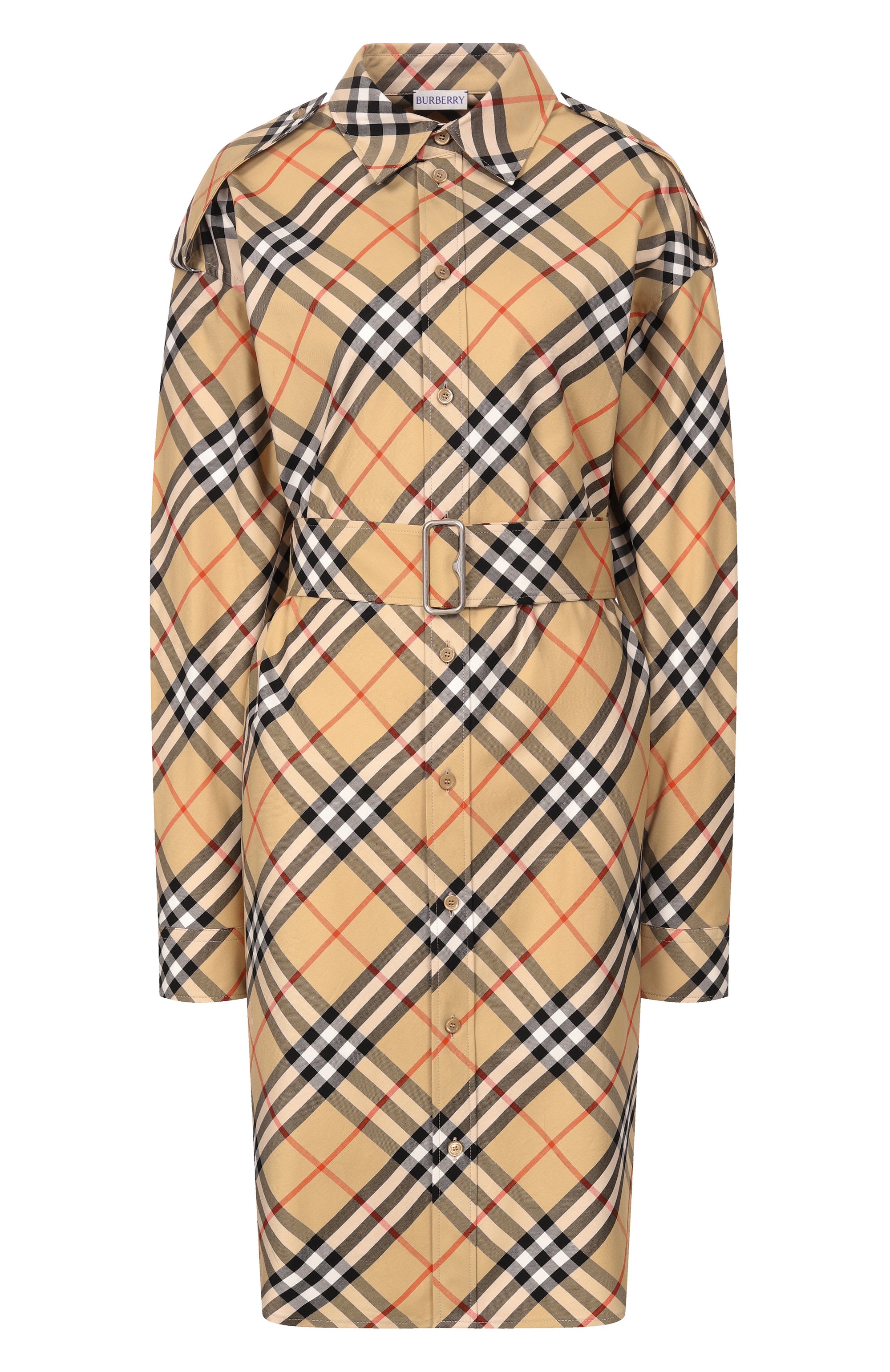 Хлопковое платье BURBERRY бежевого цвета по цене 152500 руб., арт. 8086610, фото 1 Хлопковое платье BURBERRY, арт. 8086610, фото 1