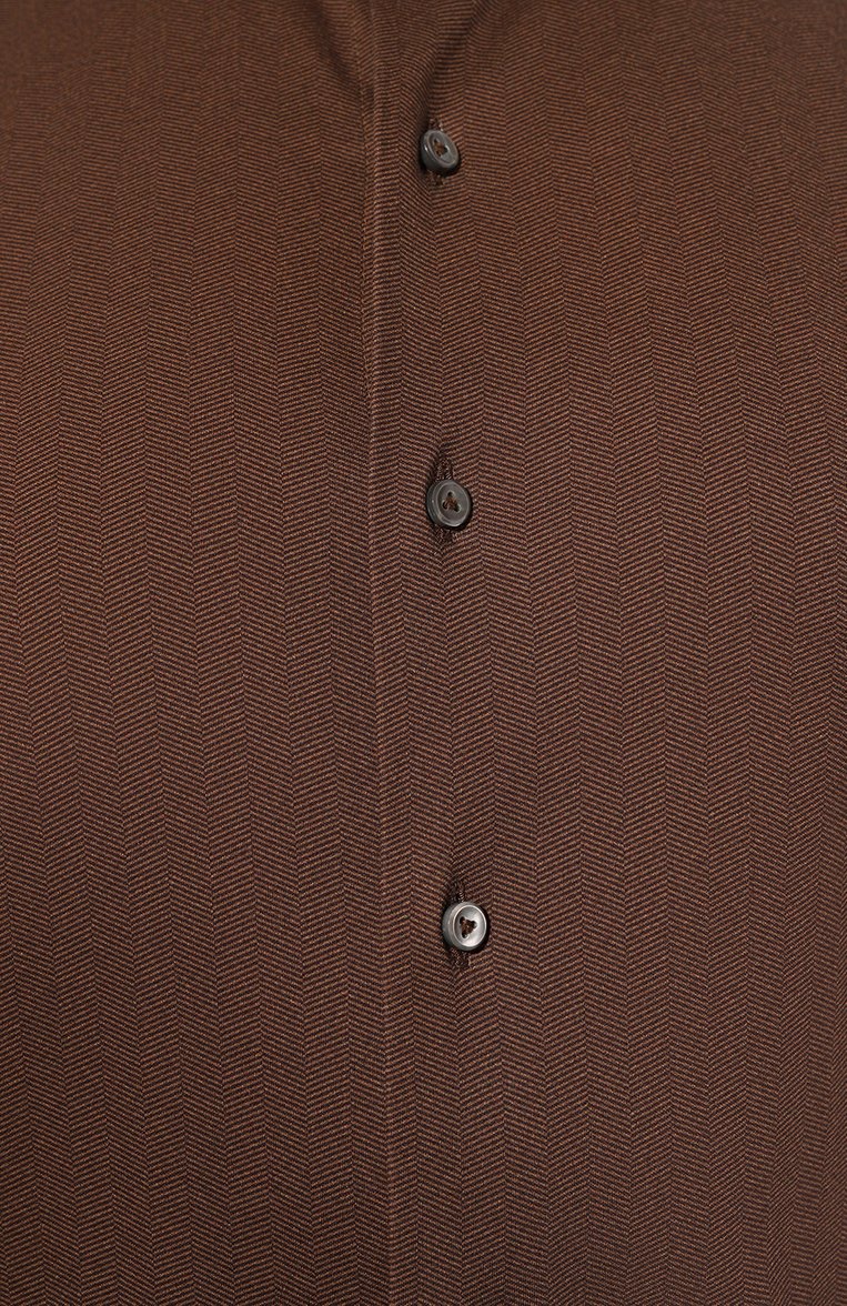 Мужская хл�опковая рубашка VAN LAACK коричневого цвета, арт. PER-LSF/187550/3XL | Фото 5 (Манжеты: На пуговицах; Рукава: Длинные; Воротник: Акула; Случай: Повседневный; Длина (для топов): Стандартные; Материал сплава: Проставлено; Материал внешний: Хлопок; Принт: Однотонные; Драгоценные камни: Проставлено; Стили: Кэжуэл)