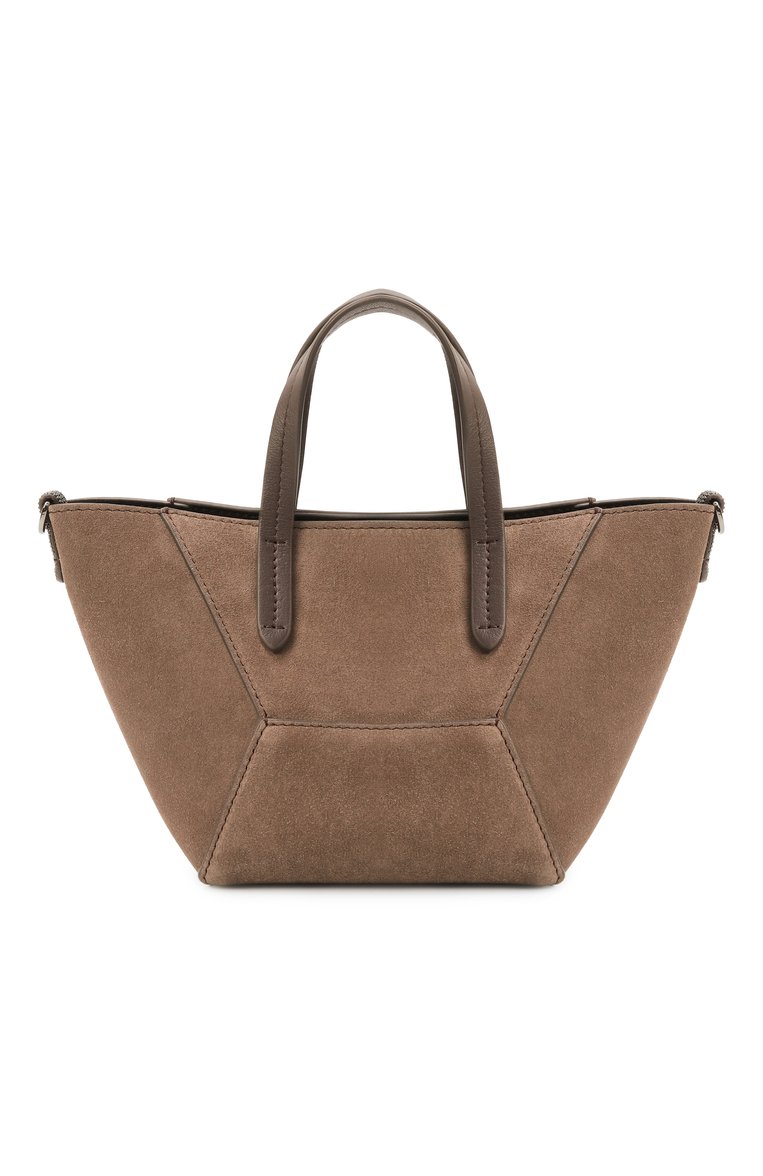 Женская сумка bc duo mini BRUNELLO CUCINELLI коричневого цвета, арт. MBDLD2675 | Фото 6 (Ремень/цепочка: На ремешке; Материал: Натуральная кожа, Натуральная замша; Автоматизация ТО: Проставлено; Автоматизация состава: Проставлено; Размер: mini)