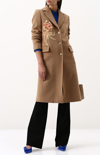 Однотонное шерстяное пальто с  декоративной отделкой GUCCI, арт. 495135/ZKK51, фото 2