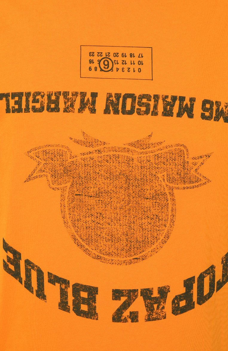 Мужская хлопковая футболка MM6 оранжевого цвета, арт. SH0GC0041/S24311 | Фото 6 (Материал внешний: Хлопок; Длина (для топов): Стандартные; Рукава: Короткие; Принт: С принтом; Стили: Кэжуэл; Мужское Кросс-КТ: Футболка-одежда; Кросс-КТ: Джерси; Автоматизация ТО: Проставлено; Автоматизация состава: Проставлено)
