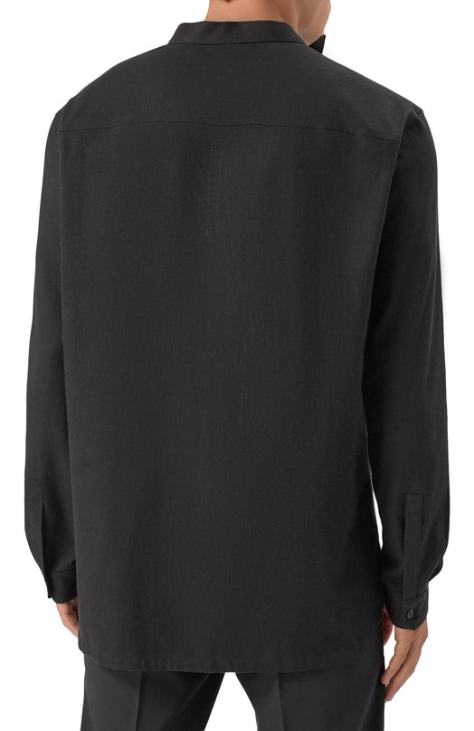 Рубашка из хлопка и шерсти Rick Owens RU02E1299/FLW Чёрный  RU02E1299/FLW Фото 4