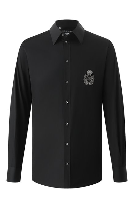 Мужская хлопковая сорочка DOLCE & GABBANA черного цвета, арт. G5ML1Z/GI757 | Фото 1 (Длина (для топов): Стандартные; Материал внешний: Хлопок; Рукава: Длинные; Материал сплава: Проставлено; Драгоценные камни: Проставлено)