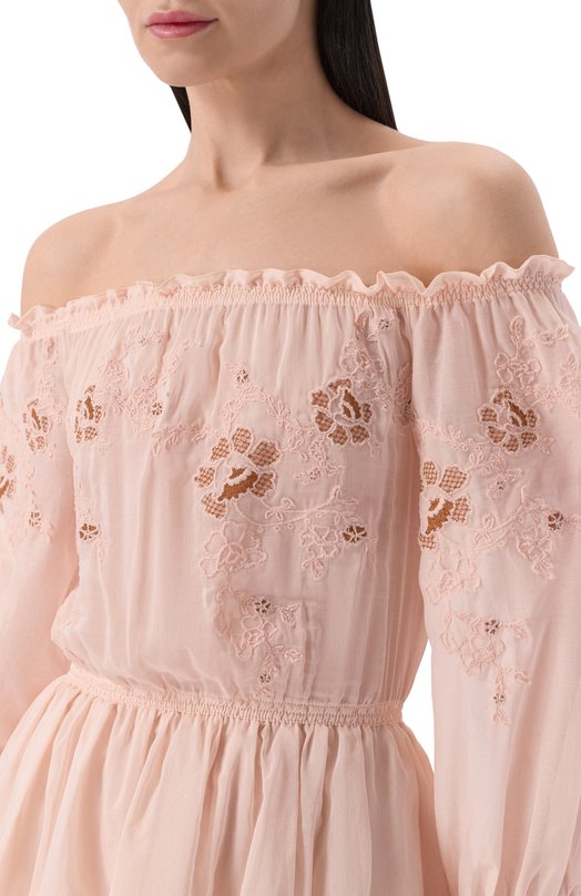 Платье из хлопка и шелка Ermanno Scervino D484Q621XYR Розовый  D484Q621XYR Фото 4