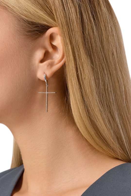 Моносерьга Графичный крест VSJ Moonka NCS-CER-48TPZ-1 Серебряный  NCS-CER-48TPZ-1 Фото 2