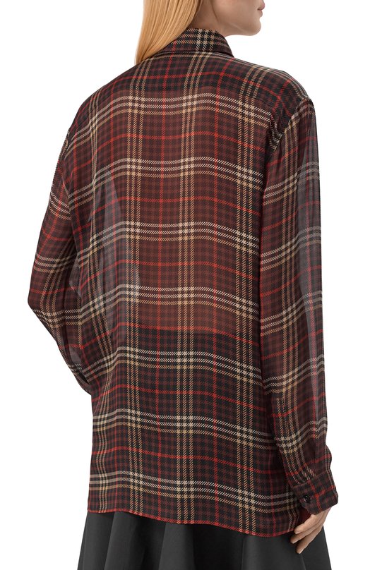 Шелковая блузка Saint Laurent 838125/Y3H84 Коричневый  838125/Y3H84 Фото 4