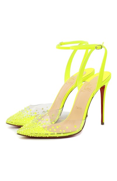 Комбинированные туфли spikaqueen 100 CHRISTIAN LOUBOUTIN, арт. spikaqueen 100 pvc/fluo mat, фото 1