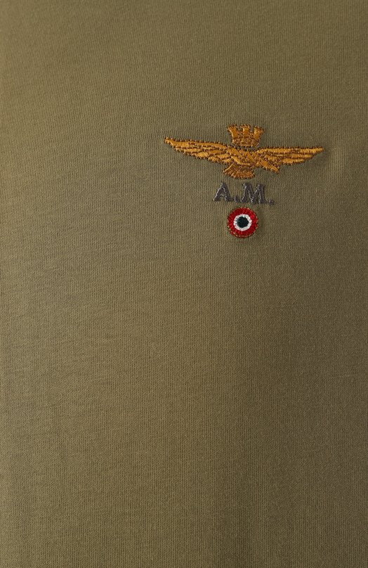Хлопковая футболка Aeronautica Militare 241/TS1580J372 Хаки  241/TS1580J372 Фото 6