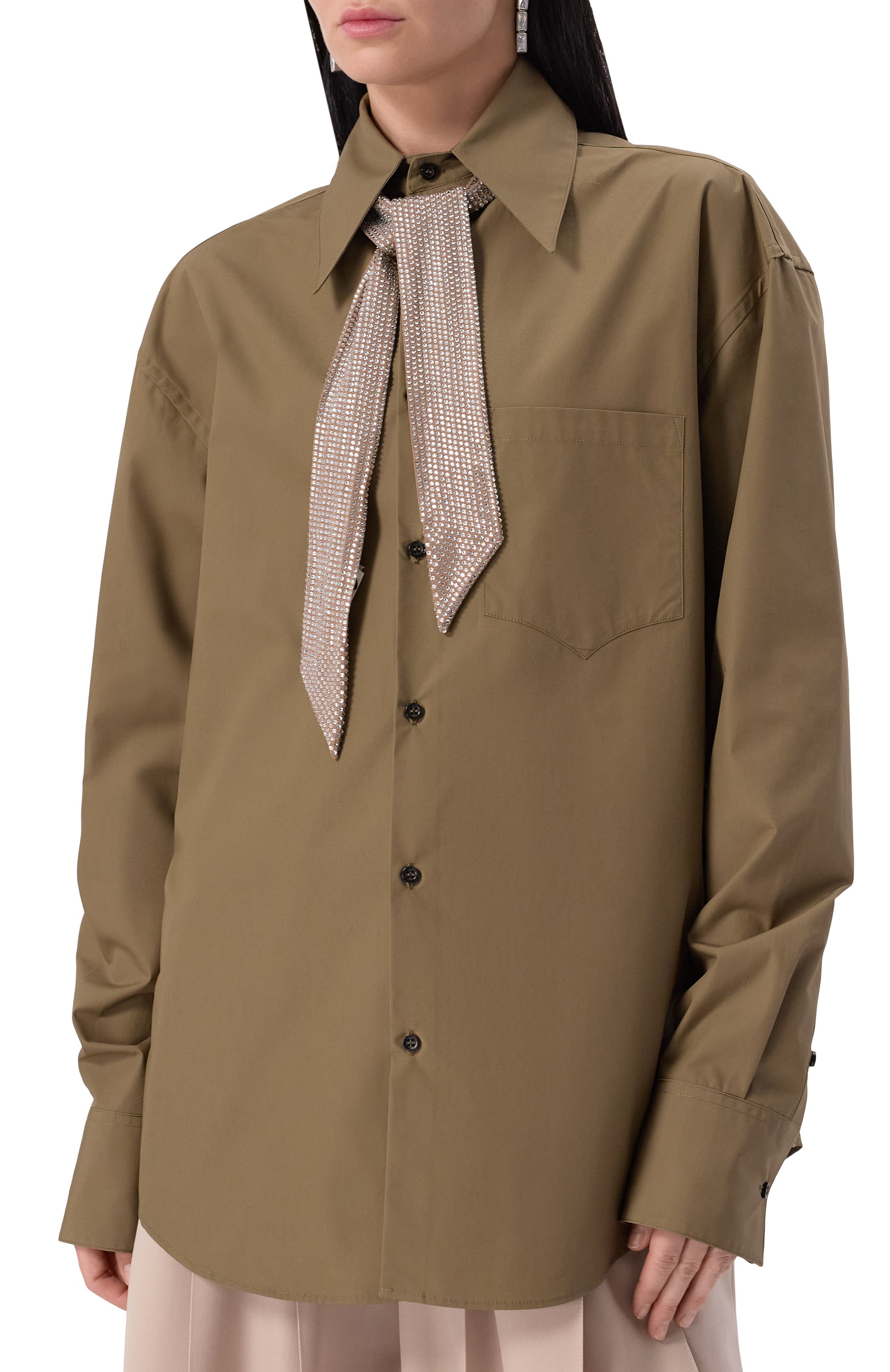 Хлопковая рубашка GIUSEPPE DI MORABITO хаки цвета по цене 52750 руб., арт. 04SST0231X 04425, фото 3 Хлопковая рубашка GIUSEPPE DI MORABITO, арт. 04SST0231X 04425, фото 3