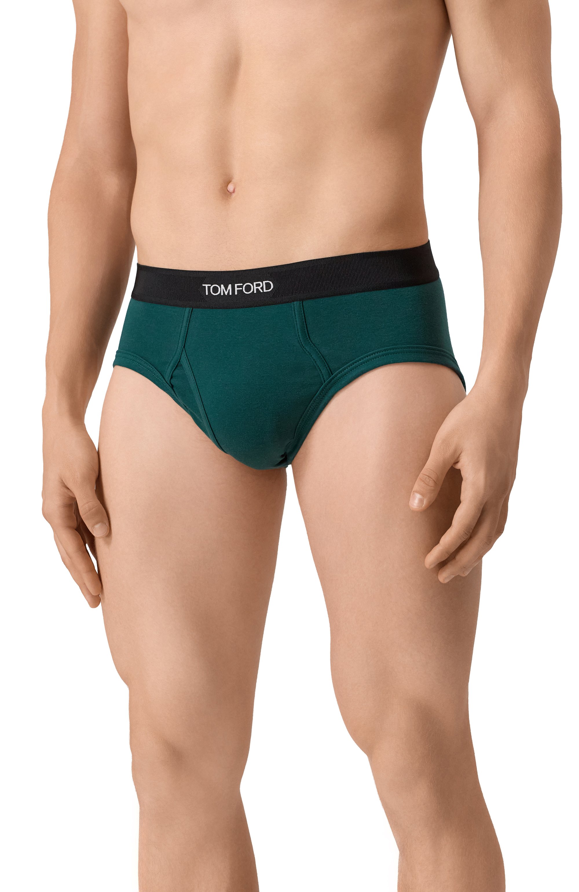 Хлопковые брифы TOM FORD зеленого цвета по цене 9210 руб., арт. T4LC1104, фото 2 Хлопковые брифы TOM FORD, арт. T4LC1104, фото 2