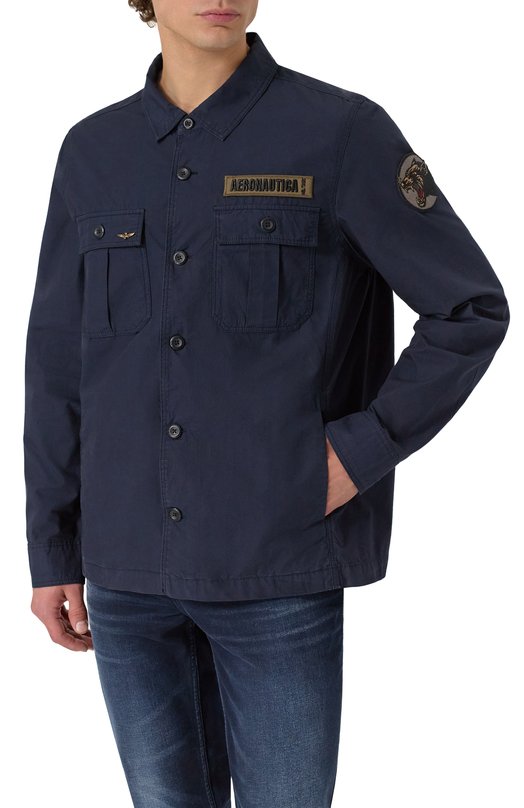 Хлопковая куртка-рубашка Aeronautica Militare 251AC032CT3505 Синий  251AC032CT3505 Фото 3