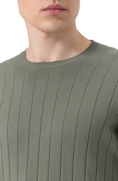 Мужской хлопковый джемпер CORNELIANI светло-зеленого цвета, арт. 25M513-2525153 | Фото 5 (Рукава: Длинные; Длина (для топов): Стандартные; Стили: Кэжуэл, Спорт-шик; Принт: Без принта; Мужское Кросс-КТ: Джемперы; Вырез: Круглый; Материал внешний: Хлопок)