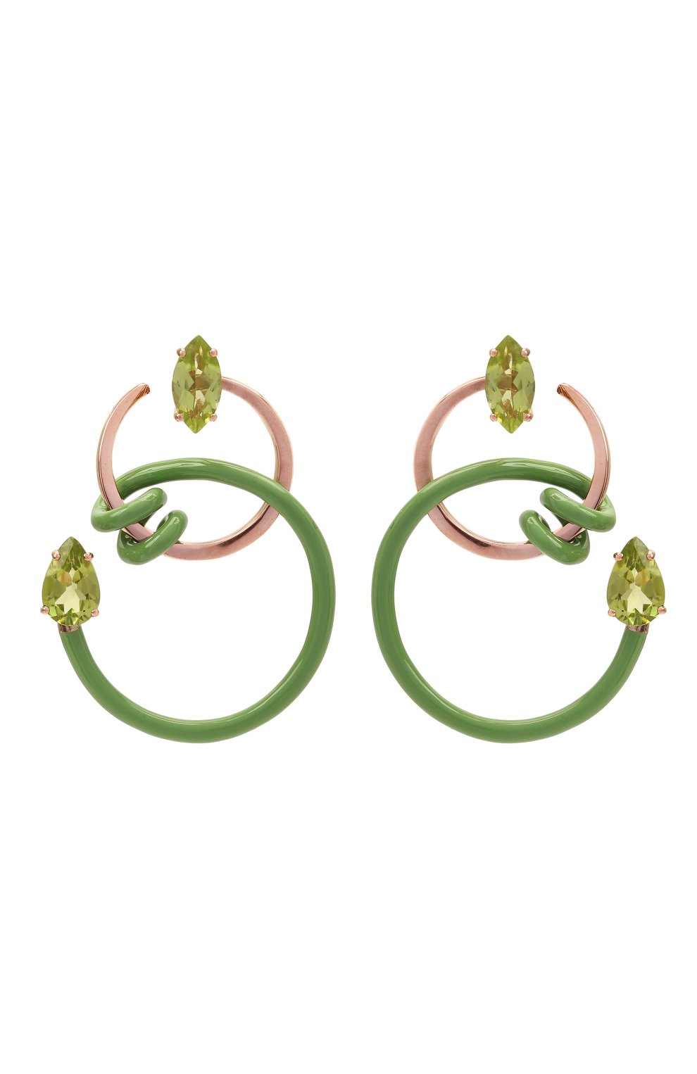 Серьги BEA BONGIASCA зеленого цвета по цене 144000 руб., арт. VE214RGS-M/M, фото 1 Серьги BEA BONGIASCA, арт. VE214RGS-M/M, фото 1