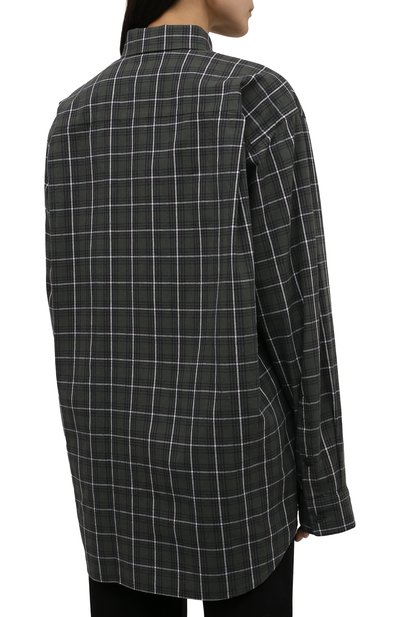 Хлопковая рубашка BALENCIAGA темно-зеленого цвета по цене 94850 руб., арт. 675610/TLM03, фото 4 Хлопковая рубашка BALENCIAGA, арт. 675610/TLM03, фото 4