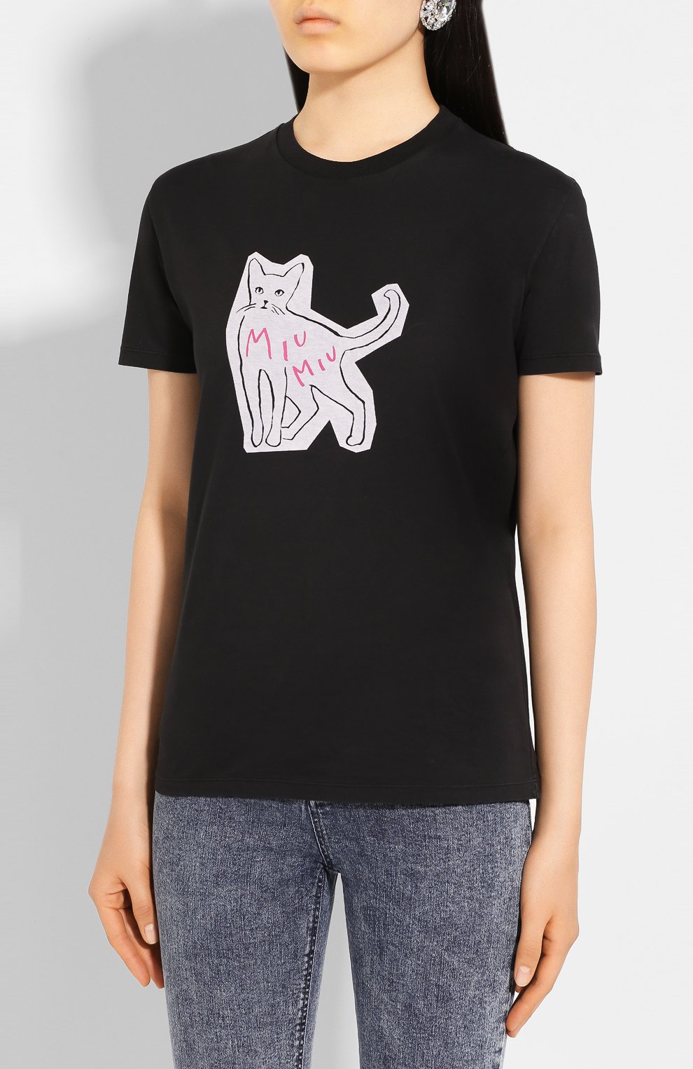 Хлопковая футболка MIU MIU, арт. MJN167-1WAR-F0002, фото 3