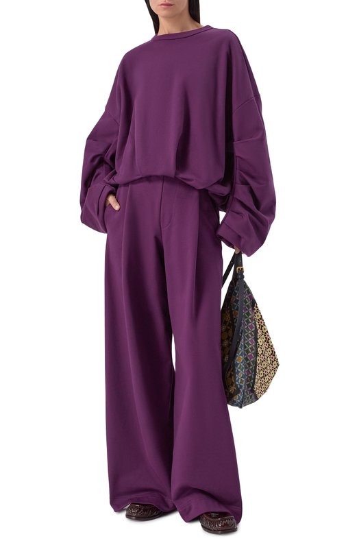 Хлопковые брюки Dries Van Noten 131111/3611 Фиолетовый  131111/3611 Фото 2