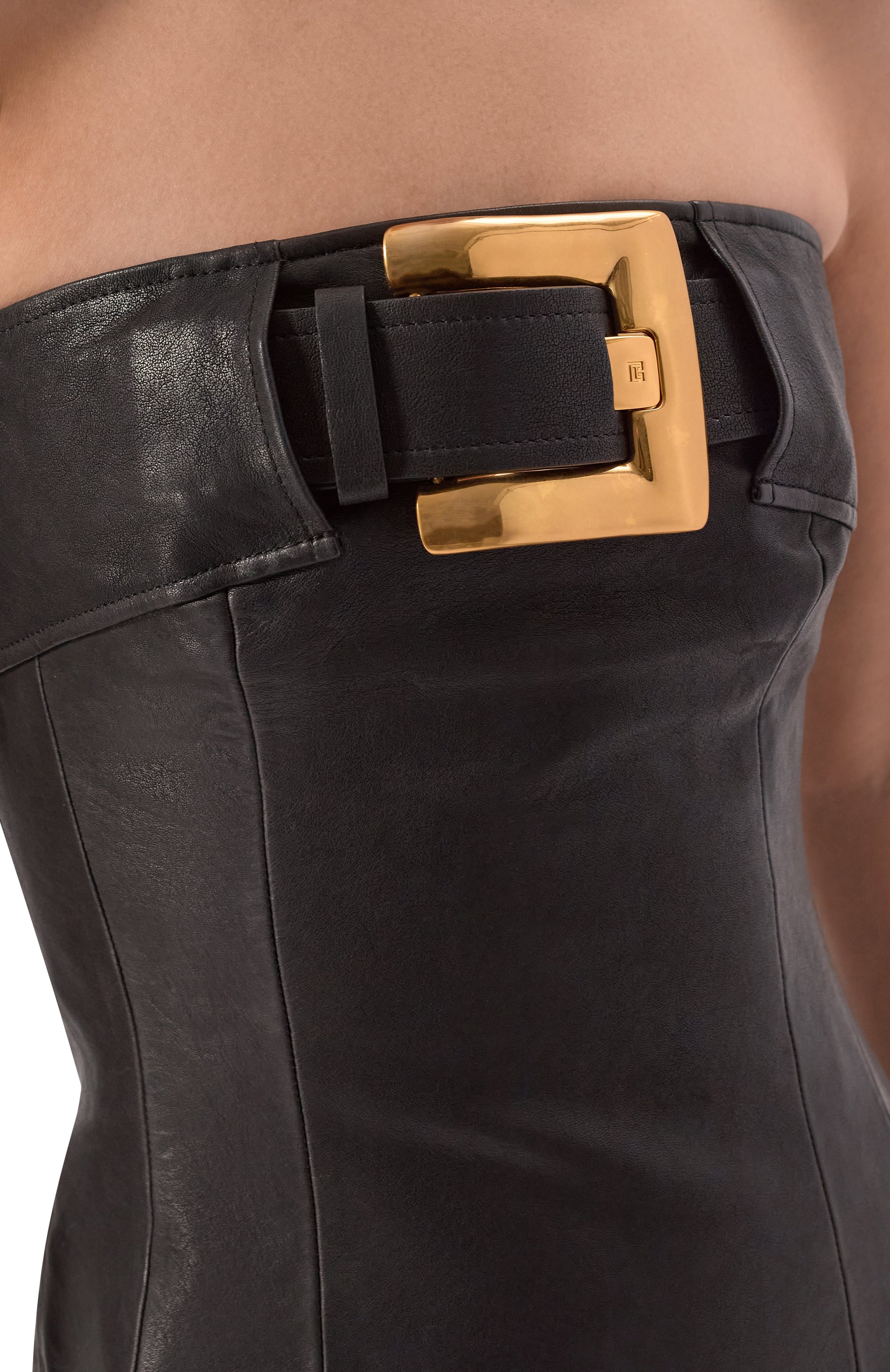 Кожаное платье BALMAIN, арт. GF1R1420/LE04, фото 4