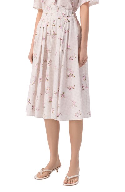 Хлопковая юбка MSGM белого цвета по цене 52000 руб., арт. 4041MDD19/267154, фото 3 Хлопковая юбка MSGM, арт. 4041MDD19/267154, фото 3
