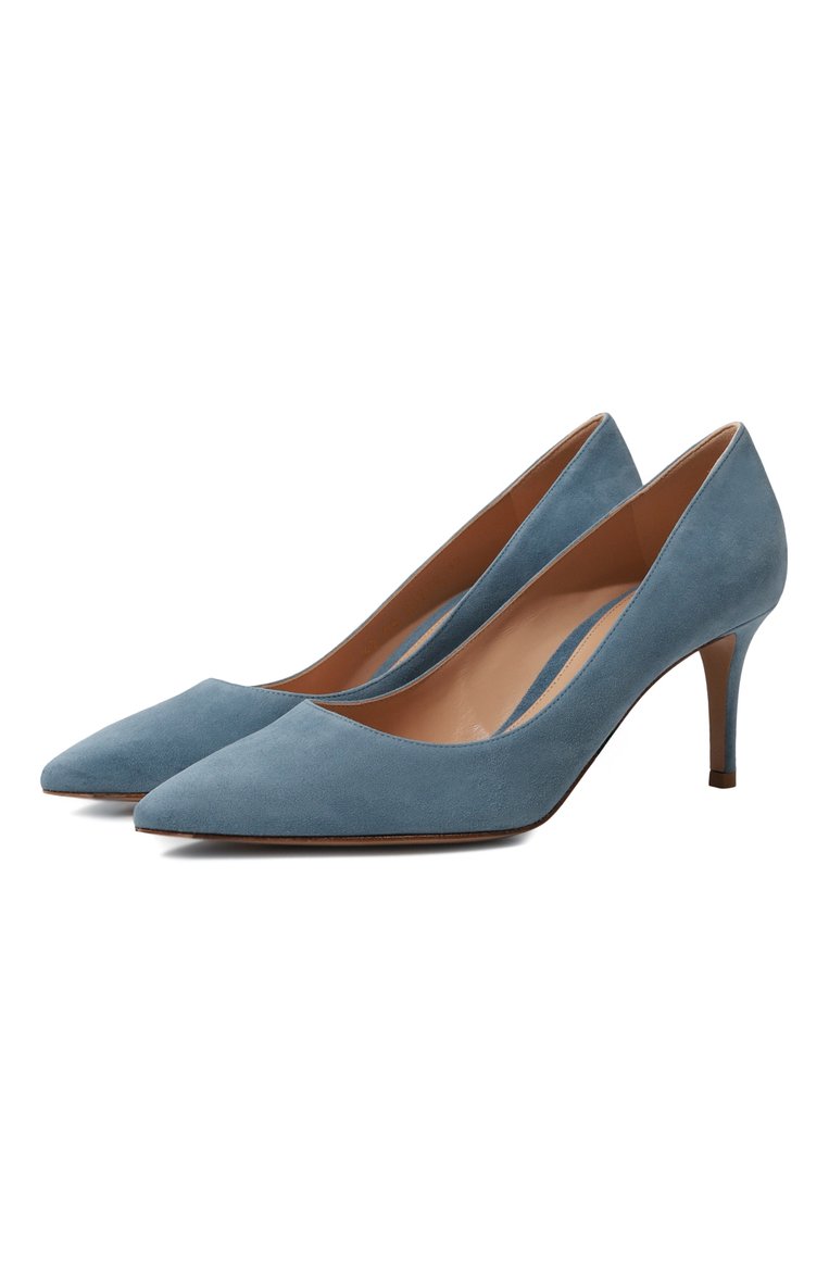 Женские замшевые туфли gianvito 70 GIANVITO ROSSI голубого цвета, арт. G26770.70RIC.CAMANTB | Фото 1 (Подошва: Плоская; Материал внутренний: Натуральная кожа; Каблук высота: Средний; Каблук тип: Шпилька; Материал внешний: Замша, Натуральная кожа)