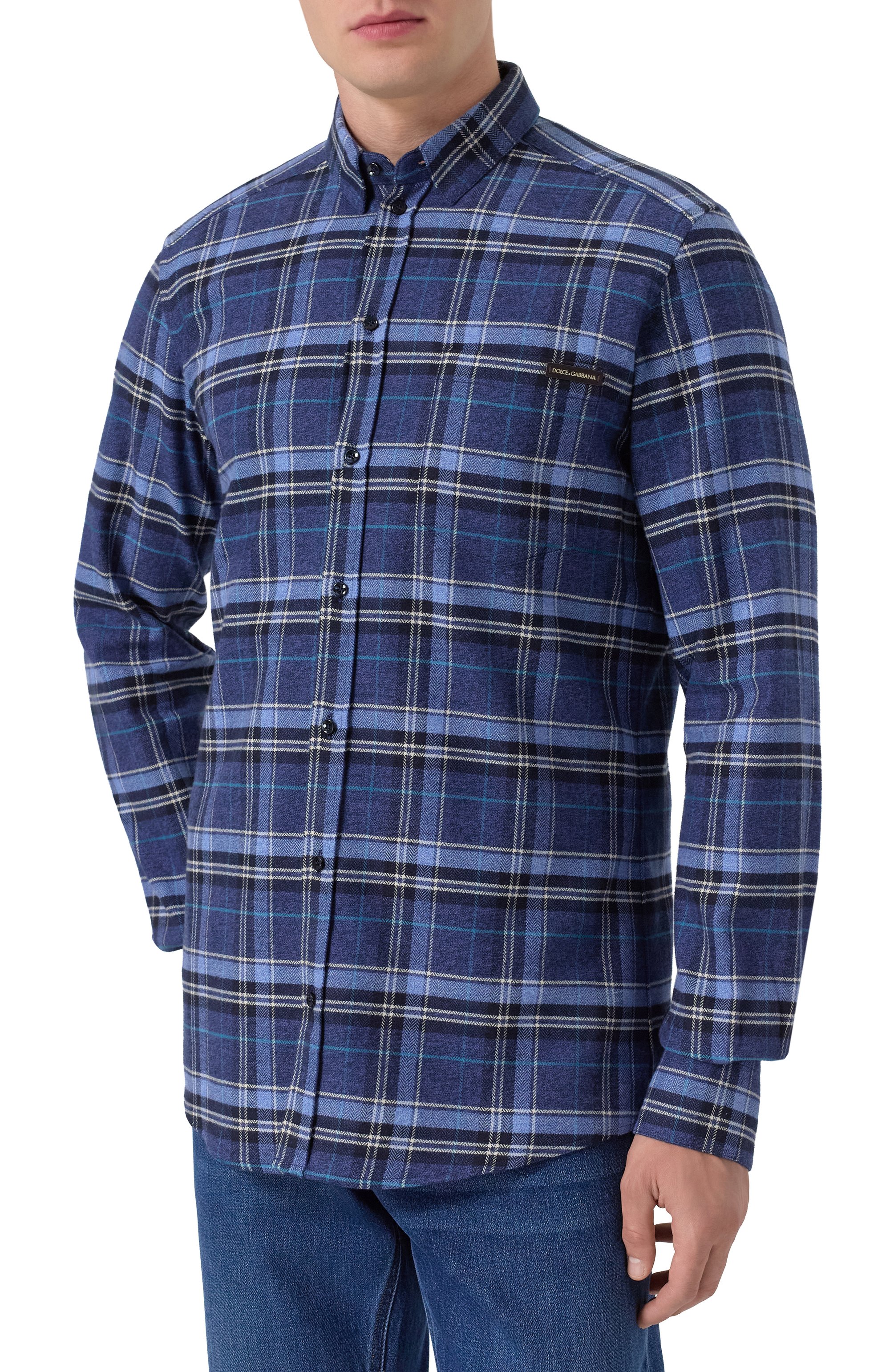Хлопковая рубашка DOLCE & GABBANA темно-синего цвета по цене 98950 руб., арт. G5JZ9T/FQ5M0, фото 3 Хлопковая рубашка DOLCE & GABBANA, арт. G5JZ9T/FQ5M0, фото 3