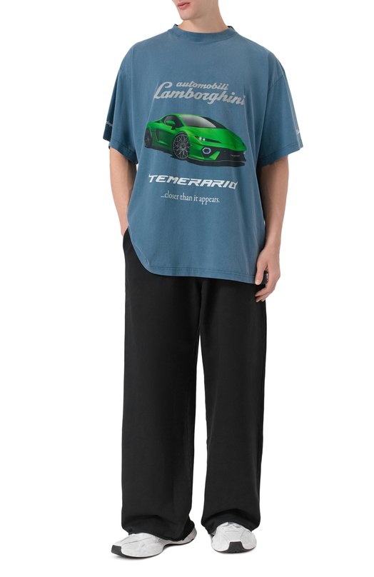 Хлопковая футболка Balenciaga x Automobili Lamborghini Balenciaga 831305/TSVP9 Синий  831305/TSVP9 Фото 2