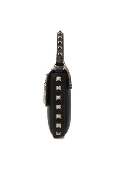 Женская сумка rockstud small VALENTINO черного цвета, арт. 5W0P0W07/VSH | Фото 4 (Ремень/цепочка: На ремешке; Материал сплава: Проставлено; Драгоценные камни: Проставлено; Материал: Натуральная кожа; Размер: small)