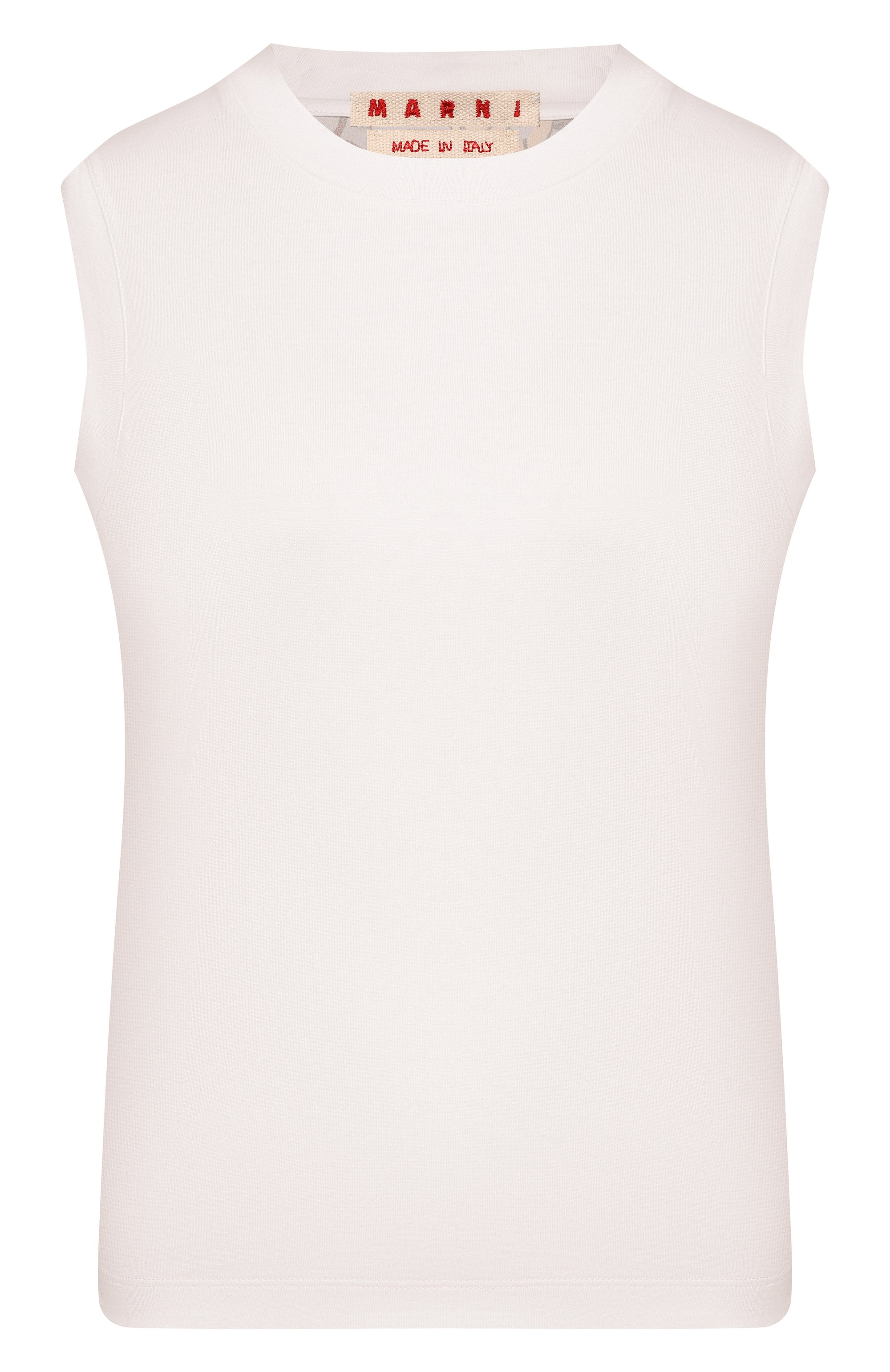 Хлопковая футболка MARNI белого цвета по цене 71850 руб., арт. THJE0386Q0/UTC585, фото 1 Хлопковая футболка MARNI, арт. THJE0386Q0/UTC585, фото 1