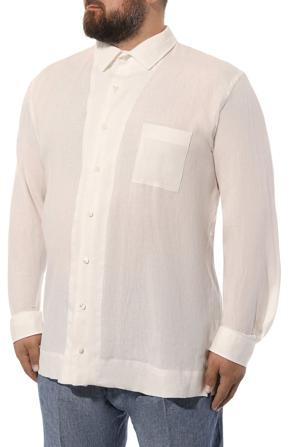 Льняная рубашка CORTIGIANI белого цвета по цене 63400 руб., арт. 5SC6010000, фото 3 Льняная рубашка CORTIGIANI, арт. 5SC6010000, фото 3