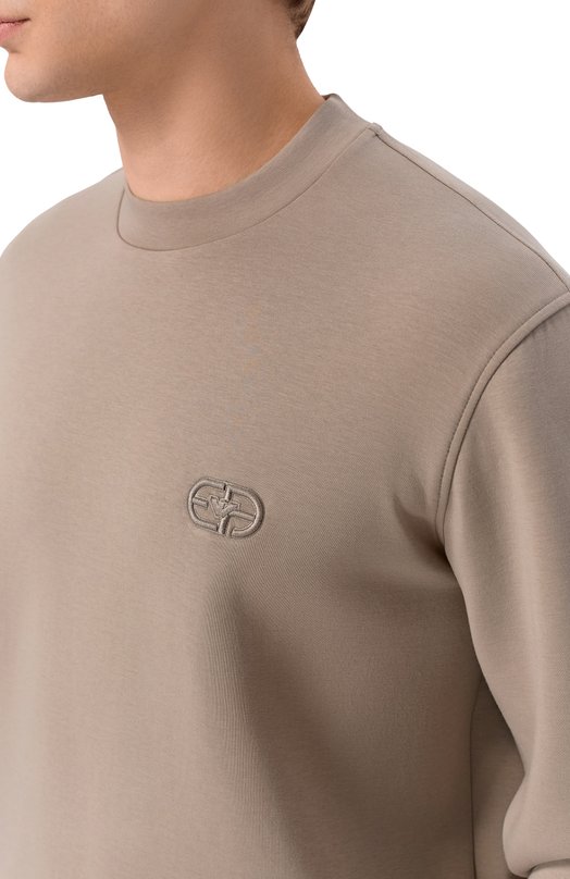 Хлопковый свитшот Emporio Armani EM004540/AF10013 Бежевый  EM004540/AF10013 Фото 5
