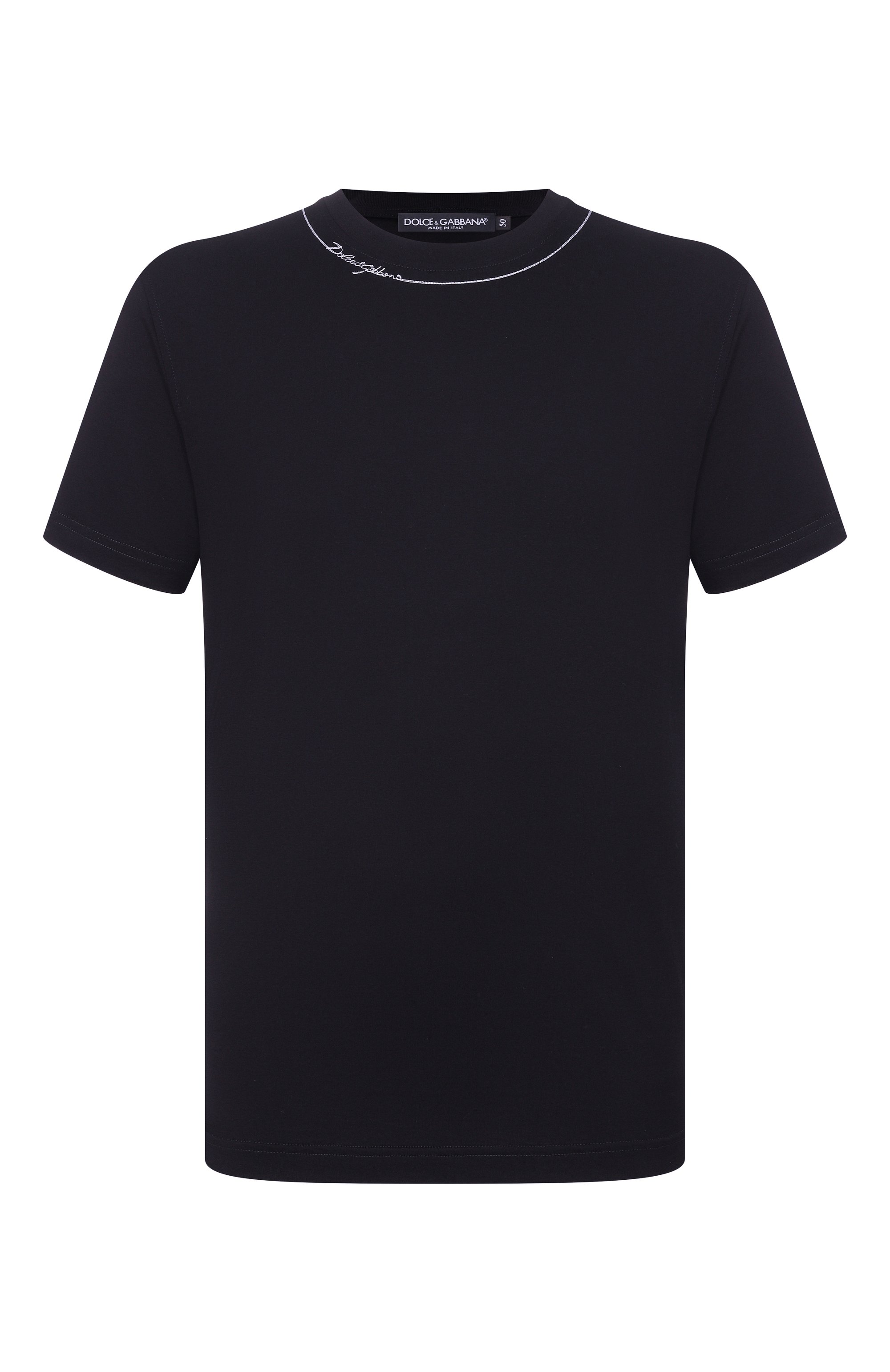 Хлопковая футболка DOLCE & GABBANA черного цвета по цене 65300 руб., арт. G8RN8Z/G7P90, фото 1 Хлопковая футболка DOLCE & GABBANA, арт. G8RN8Z/G7P90, фото 1