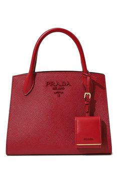 Женская сумка monochrome PRADA красного цвета, арт. 1BA156-2ERX-F068Z-OOO | Фото 1 (Материал: Натуральная кожа; Размер: medium; Сумки-технические: Сумки top-handle; Материал сплава: Проставлено; Драгоценные камни: Проставлено)