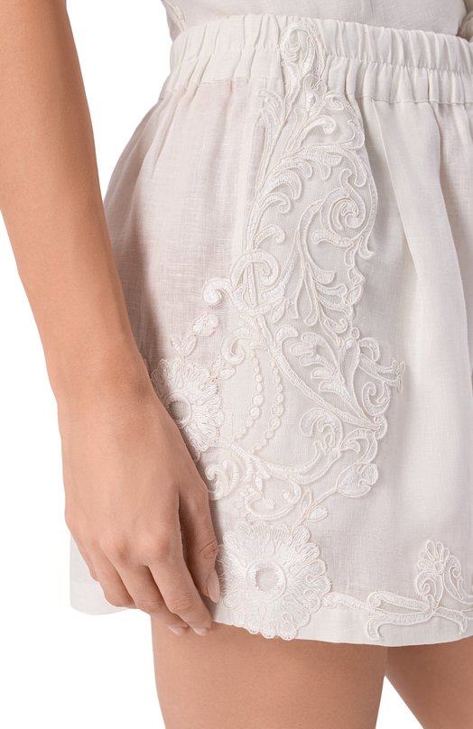 Льняные шорты Maurizio W01320781 Белый  W01320781 Фото 5