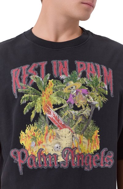 Хлопковая футболка PALM ANGELS, арт. PMAA10DF25JER006, фото 5
