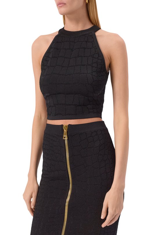 Топ из вискозы Balmain FF0AB027/KJ14 Чёрный  FF0AB027/KJ14 Фото 3