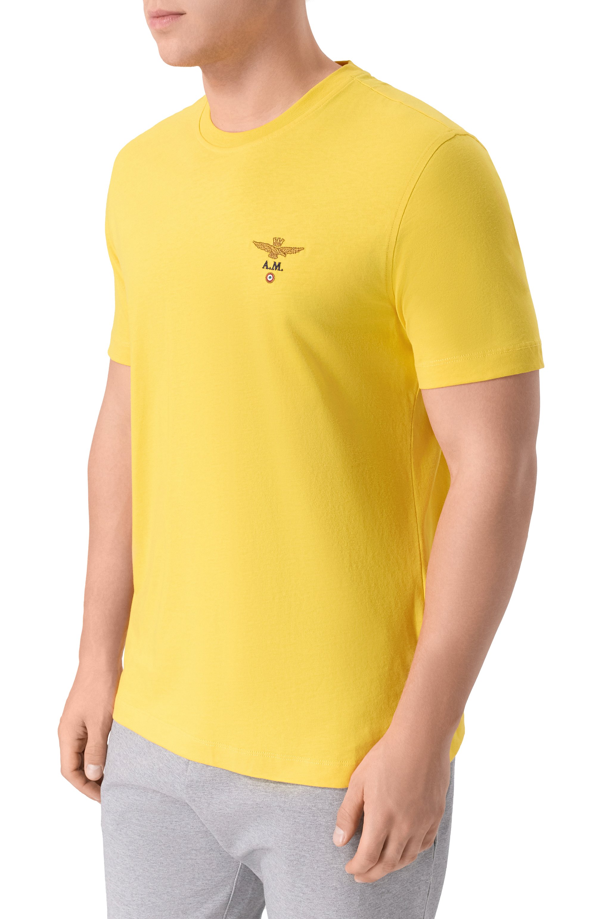Хлопковая футболка AERONAUTICA MILITARE желтого цвета по цене 6140 руб., арт. TS1580UJ00372_001, фото 3 Хлопковая футболка AERONAUTICA MILITARE, арт. TS1580UJ00372_001, фото 3
