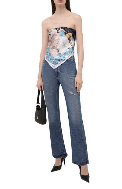 Шелковый платок lucky dog RADICAL CHIC голубого цвета по цене 14820 руб., арт. 570355.07.02, фото 2 Шелковый платок lucky dog RADICAL CHIC, арт. 570355.07.02, фото 2