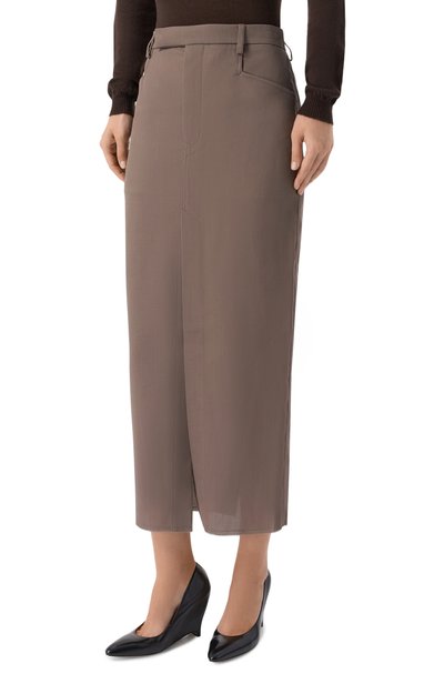 Шерстяная юбка RICK OWENS серого цвета по цене 98450 руб., арт. RP02F5349/WT, фото 3 Шерстяная юбка RICK OWENS, арт. RP02F5349/WT, фото 3