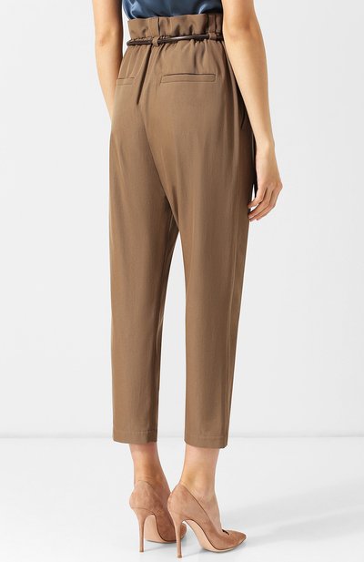 Укороченные брюки из смеси шерсти и хлопка с поясом BRUNELLO CUCINELLI, арт. MA033P6708, фото 4