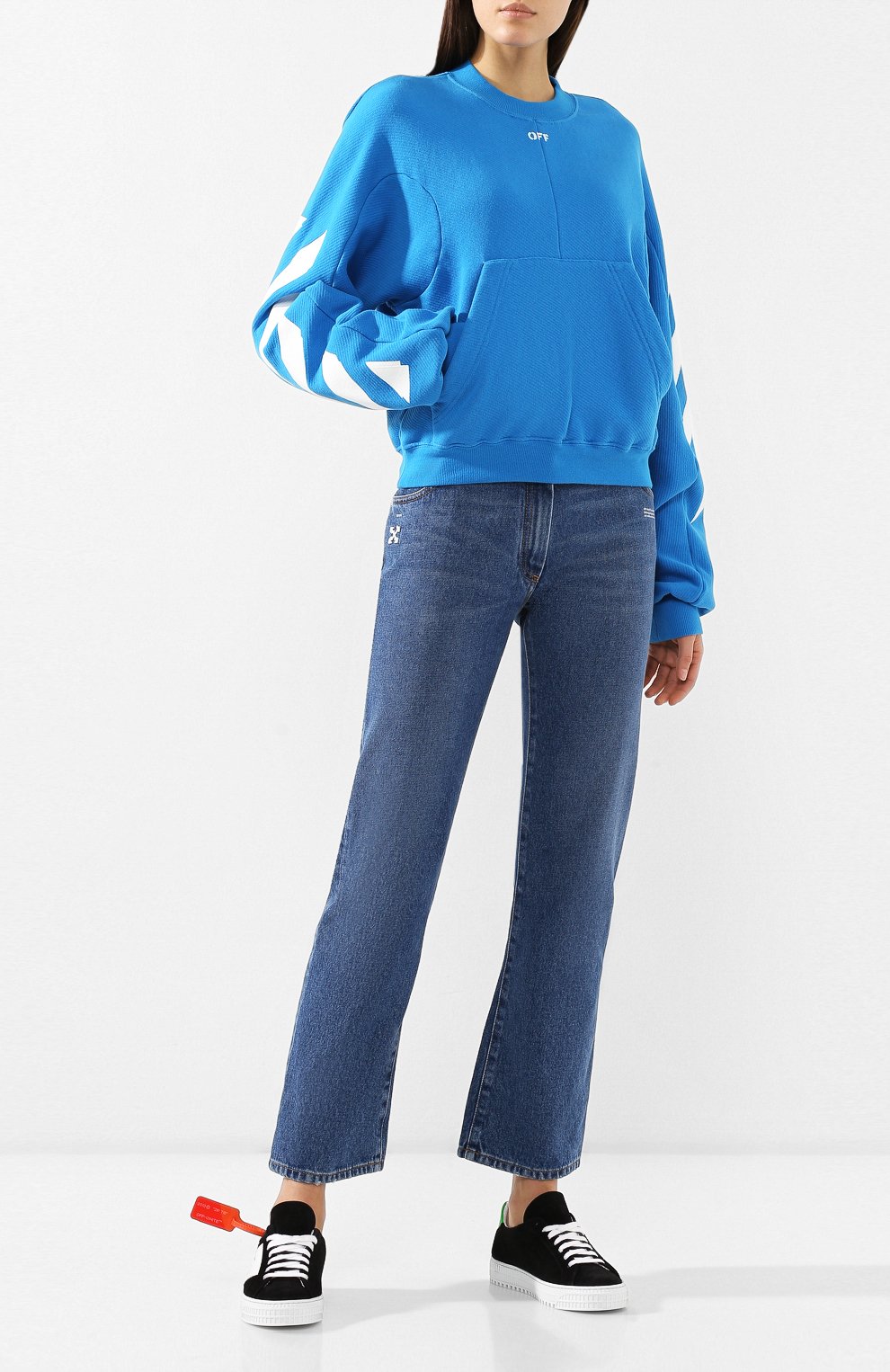 Хлопковый свитшот OFF-WHITE голубого цвета по цене 58900 руб., арт. 0WBA043R19C480693001, фото 2 Хлопковый свитшот OFF-WHITE, арт. 0WBA043R19C480693001, фото 2