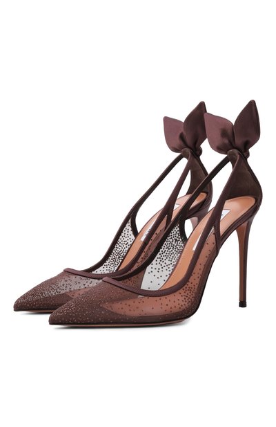 Женские текстильные туфли bow tie 105 AQUAZZURA, арт. DENHIGP1-SHI-ESP